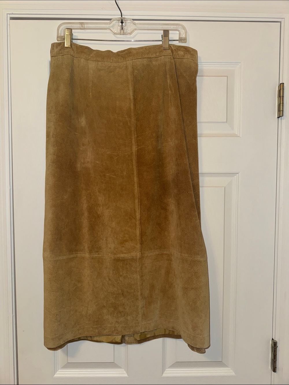Suede Midi Skirt in Tan